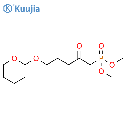 Phosphonic acid, [2-oxo-5-[(tetrahydro-2H-pyran-2-yl)oxy]pentyl]-, dimethyl ester (9CI) structure