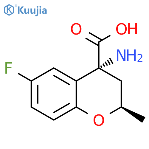 4(R)-amino-6-fluoro-2(R)-methylchroman-4-carboxylic acid structure