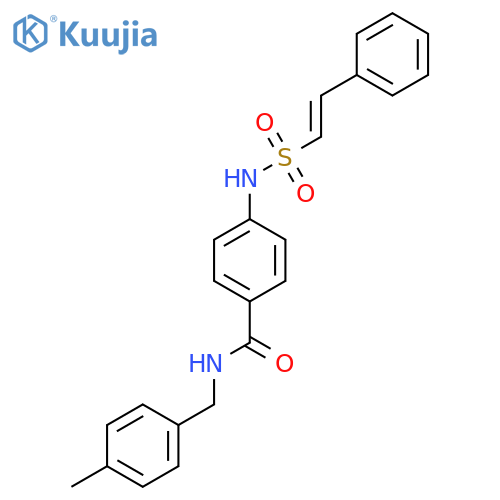 N-[(4-methylphenyl)methyl]-4-(2-phenylethenesulfonamido)benzamide structure