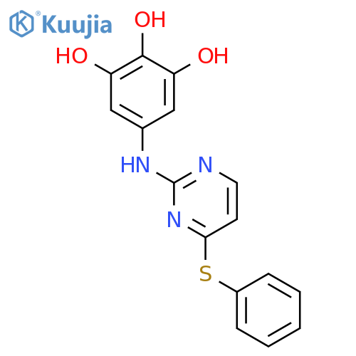 5-{[4-(Phenylsulfanyl)pyrimidin-2-yl]amino}benzene-1,2,3-triol structure