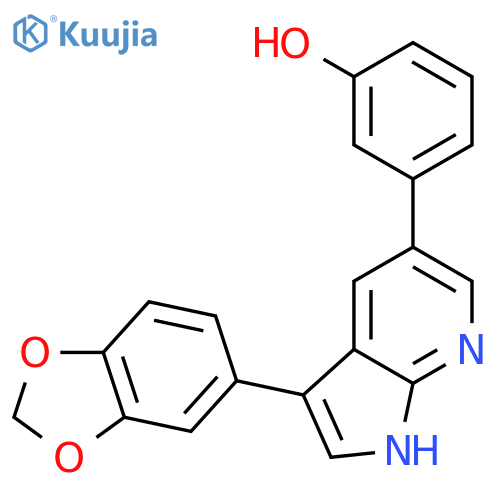 Phenol, 3-[3-(1,3-benzodioxol-5-yl)-1H-pyrrolo[2,3-b]pyridin-5-yl]- structure