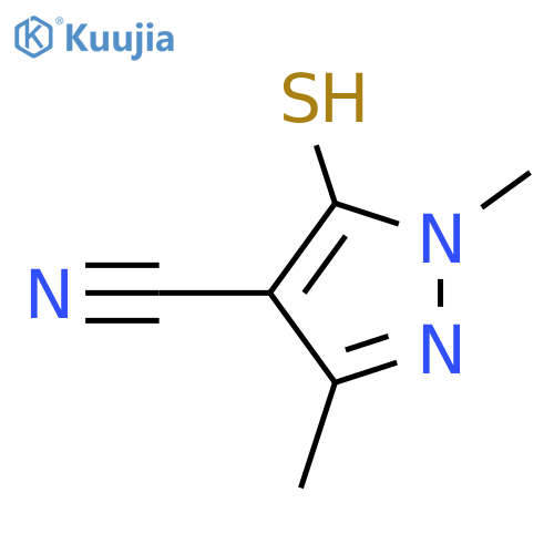 1H-Pyrazole-4-carbonitrile,5-mercapto-1,3-dimethyl- structure