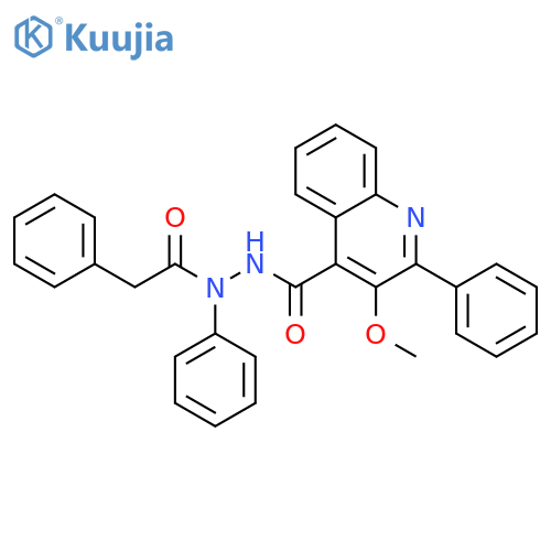 4-Quinolinecarboxylic acid, 3-methoxy-2-phenyl-,2-phenyl-2-(phenylacetyl)hydrazide structure