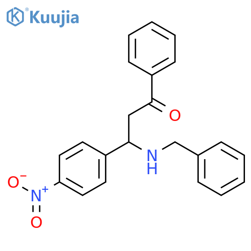 1-Propanone, 3-(4-nitrophenyl)-1-phenyl-3-[(phenylmethyl)amino]- structure