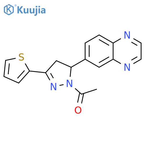 1-5-(quinoxalin-6-yl)-3-(thiophen-2-yl)-4,5-dihydro-1H-pyrazol-1-ylethan-1-one structure