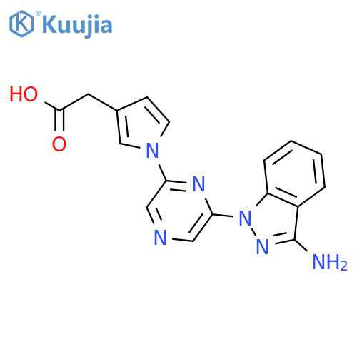 1H-Pyrrole-3-acetic acid, 1-[6-(3-amino-1H-indazol-1-yl)pyrazinyl]- structure