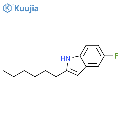 1H-INDOLE, 5-FLUORO-2-HEXYL- structure