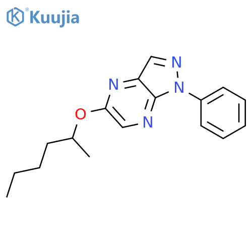 1H-Pyrazolo[3,4-b]pyrazine, 5-[(1-methylpentyl)oxy]-1-phenyl- structure