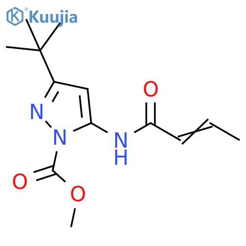1H-Pyrazole-1-carboxylic acid,3-(1,1-dimethylethyl)-5-[(1-oxo-2-butenyl)amino]-, methyl ester structure
