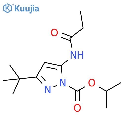 1H-Pyrazole-1-carboxylic acid, 3-(1,1-dimethylethyl)-5-[(1-oxopropyl)amino]-, 1-methylethyl ester structure