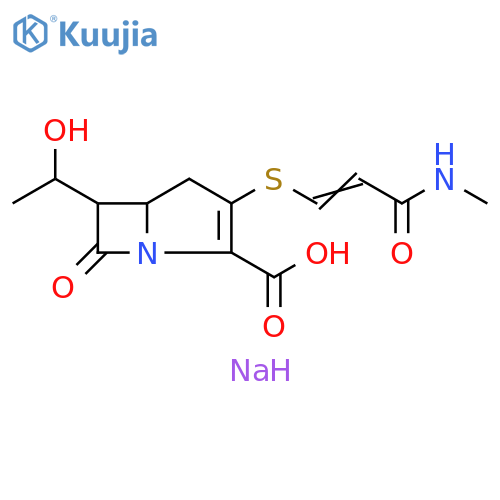 1-Azabicyclo[3.2.0]hept-2-ene-2-carboxylic acid, 6-(1-hydroxyethyl)-3-[[3-(methylamino)-3-oxo-1-propen-1-yl]thio]-7-oxo-, sodium salt (1:1) structure