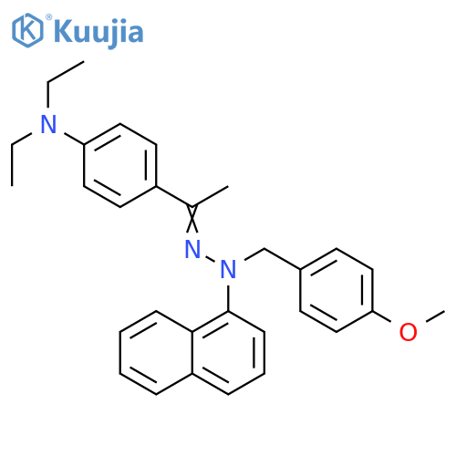 Ethanone, 1-[4-(diethylamino)phenyl]-,[(4-methoxyphenyl)methyl]-1-naphthalenylhydrazone structure