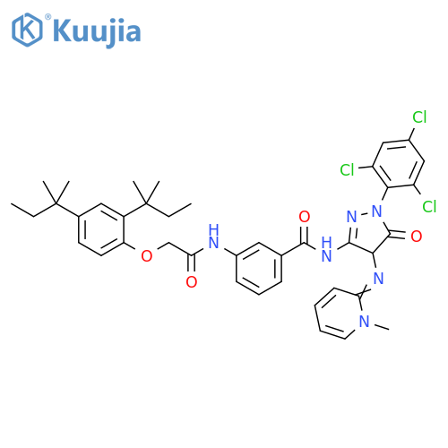 Benzamide,3-[[[2,4-bis(1,1-dimethylpropyl)phenoxy]acetyl]amino]-N-[4,5-dihydro-4-[(1-methyl-2(1H)-pyridinylidene)amino]-5-oxo-1-(2,4,6-trichlorophenyl)-1H-pyrazol-3-yl]- structure