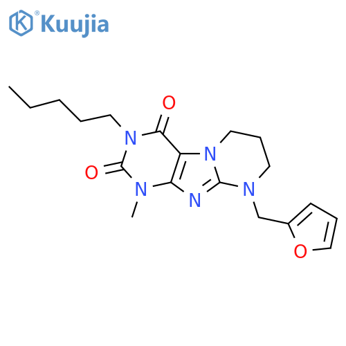 9-(furan-2-yl)methyl-1-methyl-3-pentyl-1H,2H,3H,4H,6H,7H,8H,9H-pyrimido1,2-gpurine-2,4-dione structure