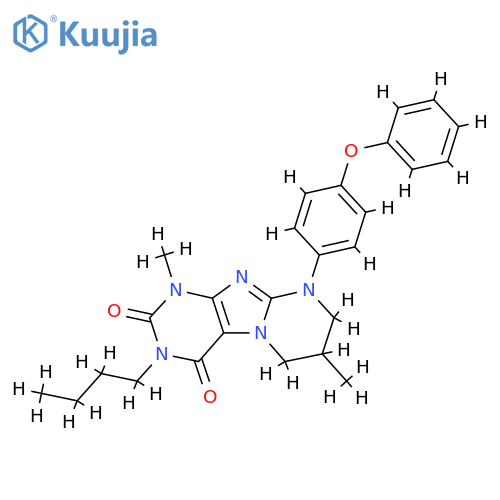 3-butyl-1,7-dimethyl-9-(4-phenoxyphenyl)-1H,2H,3H,4H,6H,7H,8H,9H-pyrimido1,2-gpurine-2,4-dione structure