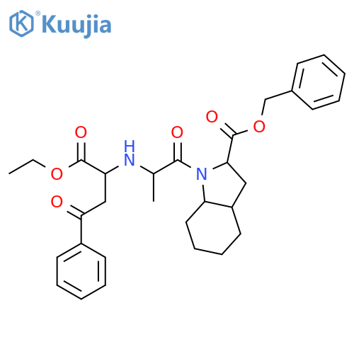 1H-Indole-2-carboxylic acid, 1-[2-[[1-(ethoxycarbonyl)-3-oxo-3-phenylpropyl]amino]-1-oxopropyl]octahydro-, phenylmethyl ester structure