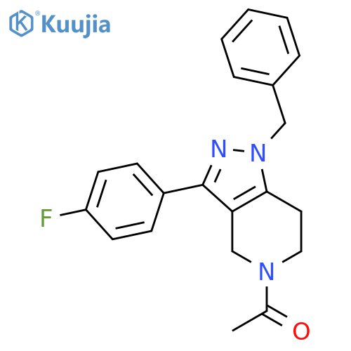 1H-Pyrazolo[4,3-c]pyridine,5-acetyl-3-(4-fluorophenyl)-4,5,6,7-tetrahydro-1-(phenylmethyl)- structure