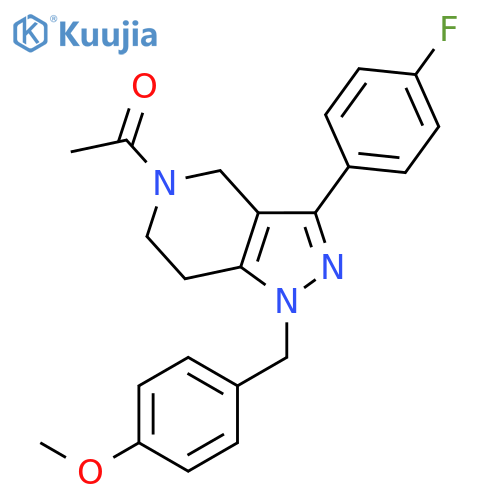 1H-Pyrazolo[4,3-c]pyridine,5-acetyl-3-(4-fluorophenyl)-4,5,6,7-tetrahydro-1-[(4-methoxyphenyl)methyl]- structure