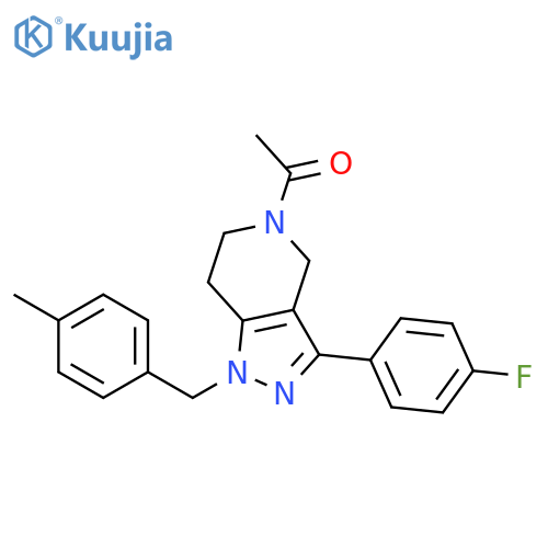 1H-Pyrazolo[4,3-c]pyridine,5-acetyl-3-(4-fluorophenyl)-4,5,6,7-tetrahydro-1-[(4-methylphenyl)methyl]- structure