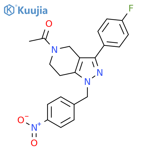 1H-Pyrazolo[4,3-c]pyridine,5-acetyl-3-(4-fluorophenyl)-4,5,6,7-tetrahydro-1-[(4-nitrophenyl)methyl]- structure