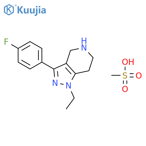 1H-Pyrazolo[4,3-c]pyridine,1-ethyl-3-(4-fluorophenyl)-4,5,6,7-tetrahydro-, monomethanesulfonate structure