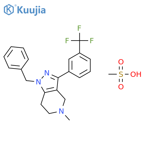 1H-Pyrazolo[4,3-c]pyridine,4,5,6,7-tetrahydro-5-methyl-1-(phenylmethyl)-3-[3-(trifluoromethyl)phenyl]-, monomethanesulfonate structure