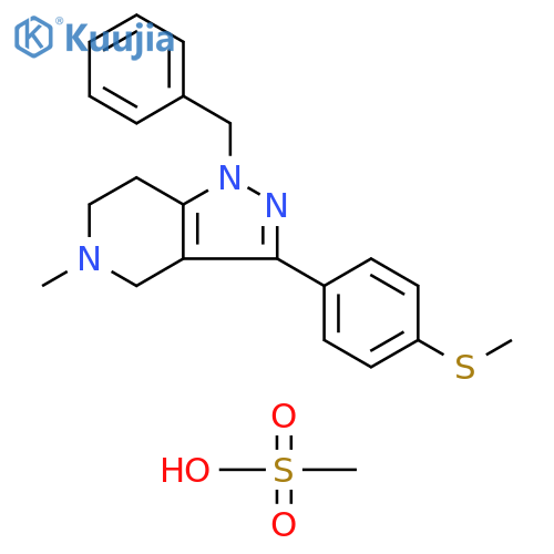 1H-Pyrazolo[4,3-c]pyridine,4,5,6,7-tetrahydro-5-methyl-3-[4-(methylthio)phenyl]-1-(phenylmethyl)-,monomethanesulfonate structure