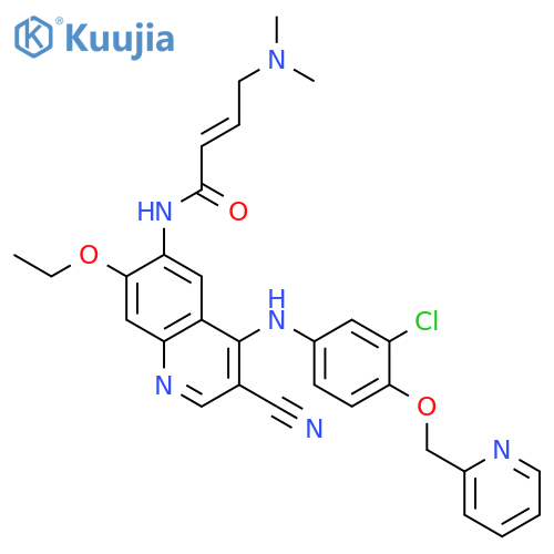 (E)-N-(4-(3-chloro-4-(pyridin-2-ylmethoxy)phenylamino)-3-cyano-7-ethoxyquinolin-6-yl)-4-(dimethylamino)but-2-enamide structure