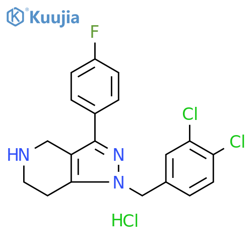1H-Pyrazolo[4,3-c]pyridine, 1-[(3,4-dichlorophenyl)methyl]-3-(4-fluorophenyl)-4,5,6,7-tetrahydro-, hydrochloride (1:1) structure