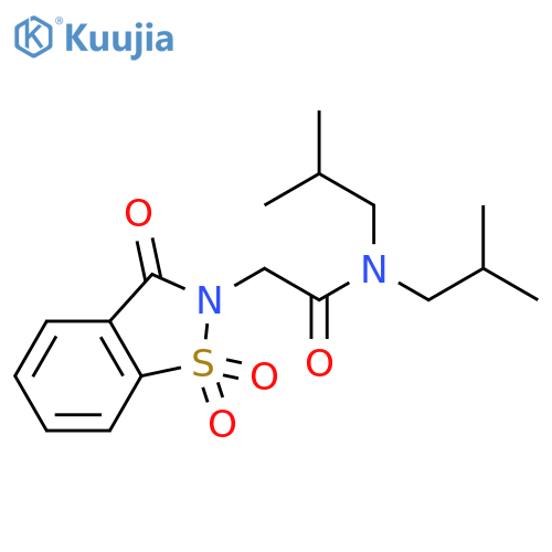 N,N-bis(2-methylpropyl)-2-(1,1,3-trioxo-2,3-dihydro-1lambda6,2-benzothiazol-2-yl)acetamide structure
