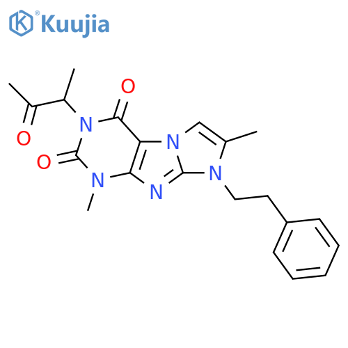 1,7-dimethyl-3-(3-oxobutan-2-yl)-8-(2-phenylethyl)-1H,2H,3H,4H,8H-imidazo1,2-gpurine-2,4-dione structure