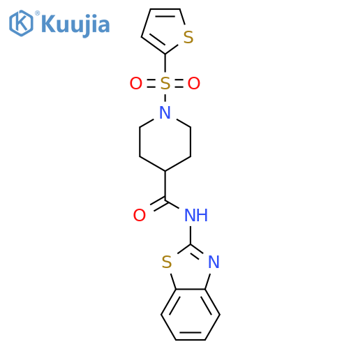 N-(1,3-benzothiazol-2-yl)-1-(thiophene-2-sulfonyl)piperidine-4-carboxamide structure