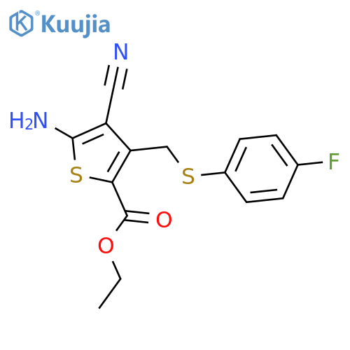 5-Amino-4-cyano-3-[[(4-fluorophenyl)thio]methyl]-2-thiophenecarboxylic acid ethyl ester structure