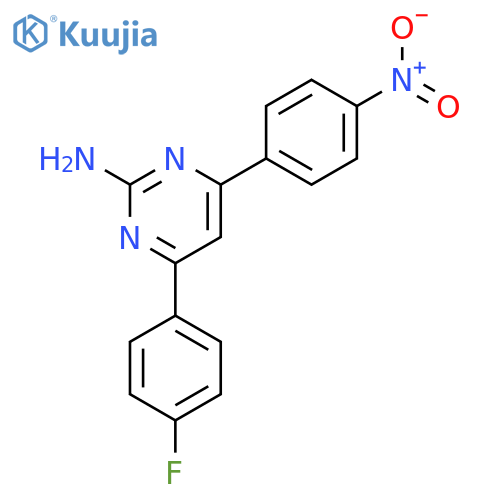 2-PYRIMIDINAMINE, 4-(4-FLUOROPHENYL)-6-(4-NITROPHENYL)- structure