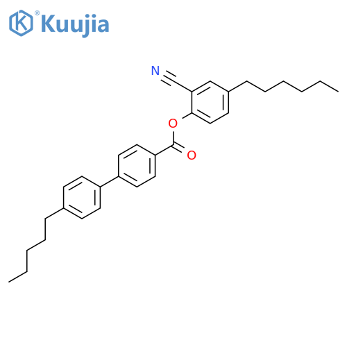 [1,1'-Biphenyl]-4-carboxylic acid, 4'-pentyl-, 2-cyano-4-hexylphenyl ester structure