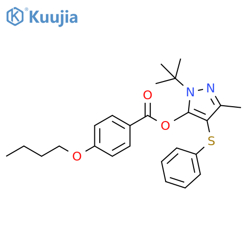 1-tert-butyl-3-methyl-4-(phenylsulfanyl)-1H-pyrazol-5-yl 4-butoxybenzoate structure