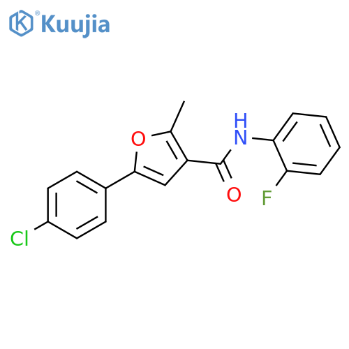 5-(4-chlorophenyl)-N-(2-fluorophenyl)-2-methylfuran-3-carboxamide structure