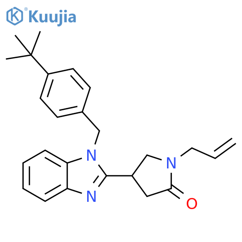 4-{1-(4-tert-butylphenyl)methyl-1H-1,3-benzodiazol-2-yl}-1-(prop-2-en-1-yl)pyrrolidin-2-one structure