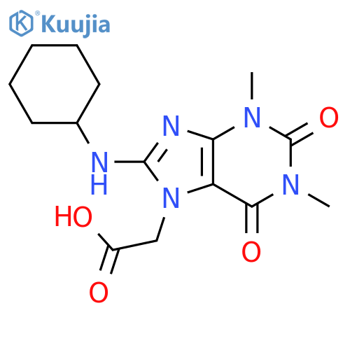 2-8-(cyclohexylamino)-1,3-dimethyl-2,6-dioxo-2,3,6,7-tetrahydro-1H-purin-7-ylacetic acid structure