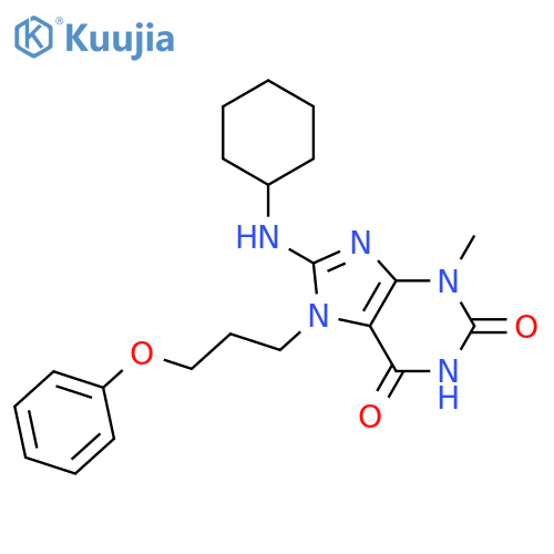 8-(cyclohexylamino)-3-methyl-7-(3-phenoxypropyl)-2,3,6,7-tetrahydro-1H-purine-2,6-dione structure