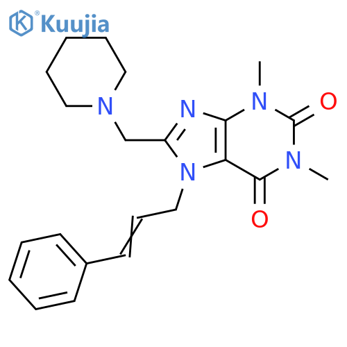 1,3-dimethyl-7-(2E)-3-phenylprop-2-en-1-yl-8-(piperidin-1-yl)methyl-2,3,6,7-tetrahydro-1H-purine-2,6-dione structure