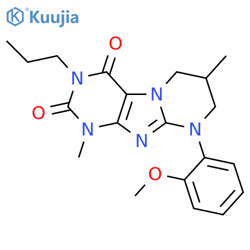 9-(2-methoxyphenyl)-1,7-dimethyl-3-propyl-1H,2H,3H,4H,6H,7H,8H,9H-pyrimido1,2-gpurine-2,4-dione structure