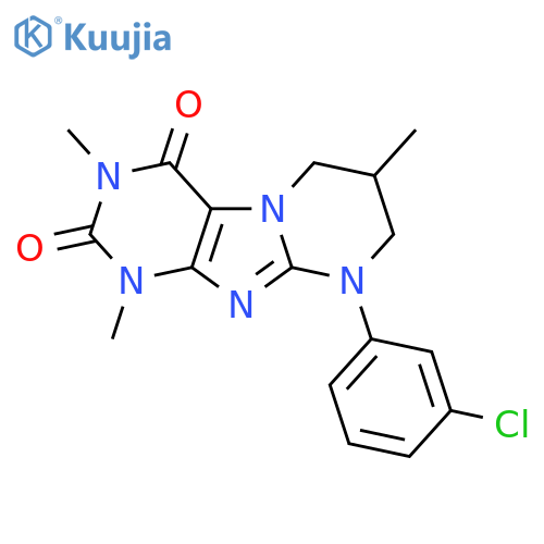 9-(3-chlorophenyl)-1,3,7-trimethyl-1H,2H,3H,4H,6H,7H,8H,9H-pyrimido1,2-gpurine-2,4-dione structure