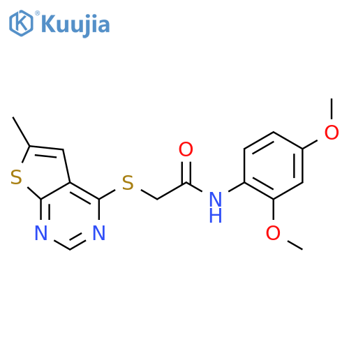 N-(2,4-dimethoxyphenyl)-2-({6-methylthieno2,3-dpyrimidin-4-yl}sulfanyl)acetamide structure