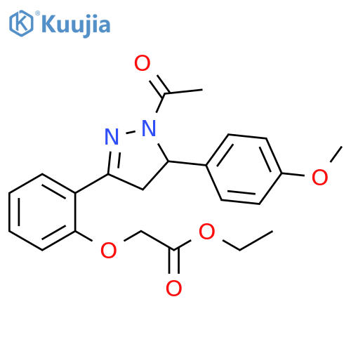 ethyl 2-{2-1-acetyl-5-(4-methoxyphenyl)-4,5-dihydro-1H-pyrazol-3-ylphenoxy}acetate structure