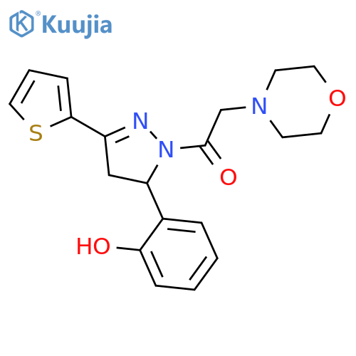 1-5-(2-hydroxyphenyl)-3-(thiophen-2-yl)-4,5-dihydro-1H-pyrazol-1-yl-2-(morpholin-4-yl)ethan-1-one structure