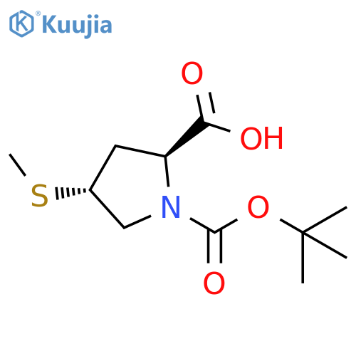 (2S,4R)-1-tert-butoxycarbonyl-4-methylsulfanyl-pyrrolidine-2-carboxylic acid structure