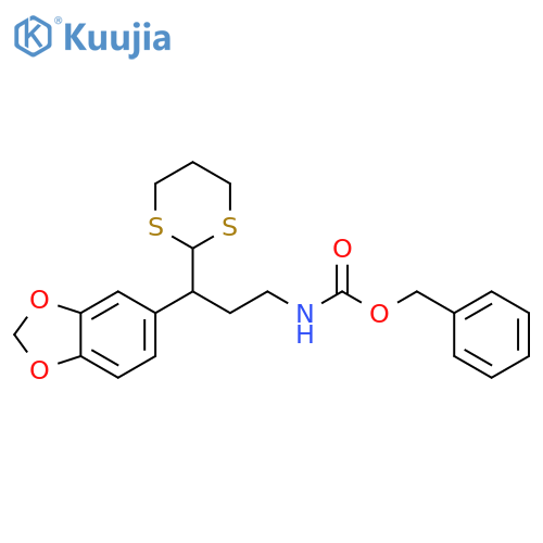 Carbamic acid, [3-(1,3-benzodioxol-5-yl)-3-(1,3-dithian-2-yl)propyl]-,phenylmethyl ester structure