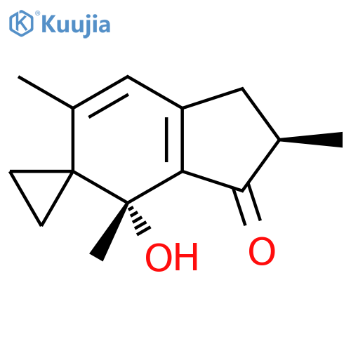 Spiro[cyclopropane-1,5'-[5H]inden]-3'(2'H)-one, 1',4'-dihydro-4'-hydroxy-2',4',6'-trimethyl-, (2'R,4'R)- structure