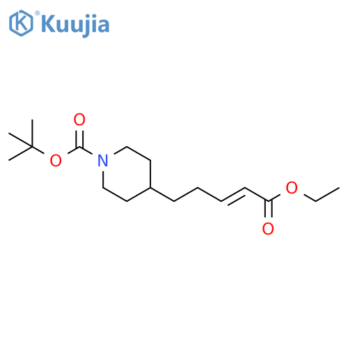 1-Piperidinecarboxylic acid, 4-(5-ethoxy-5-oxo-3-pentenyl)-,1,1-dimethylethyl ester structure